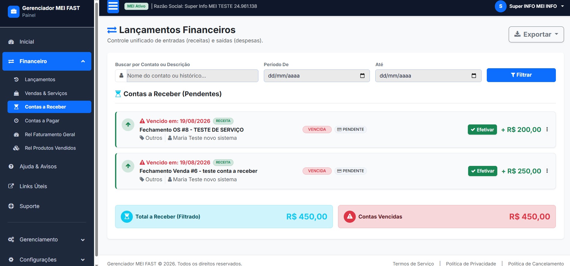 Contas a Receber